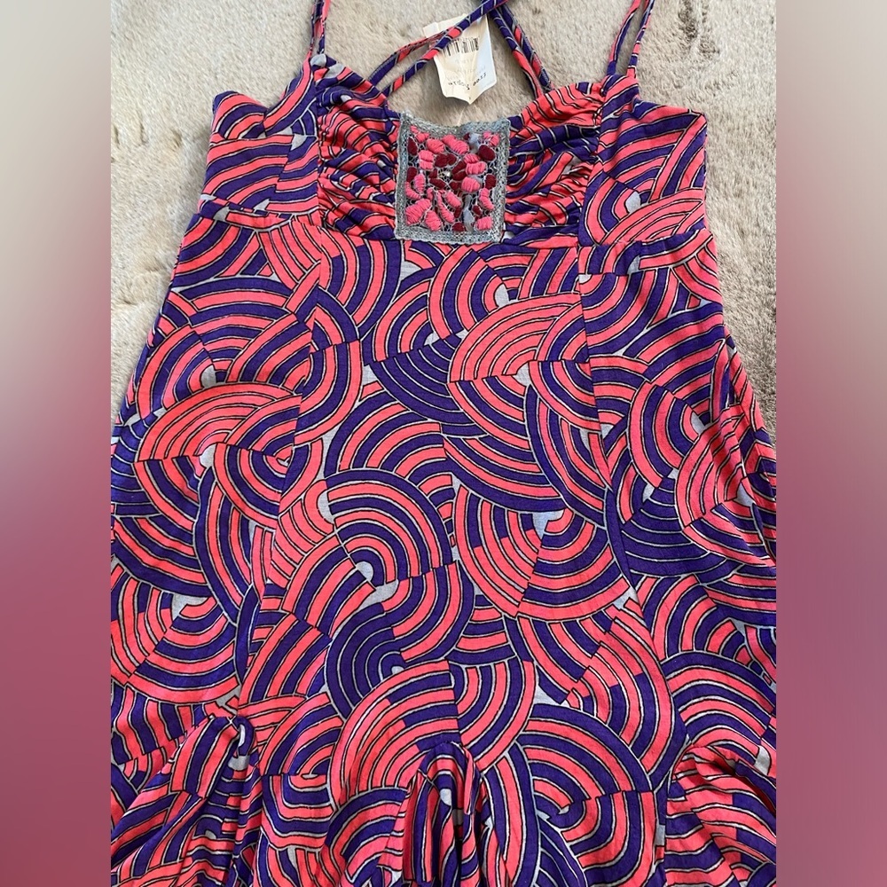 Free People Blue and orange red Mini Dress - Picture 3 of 16